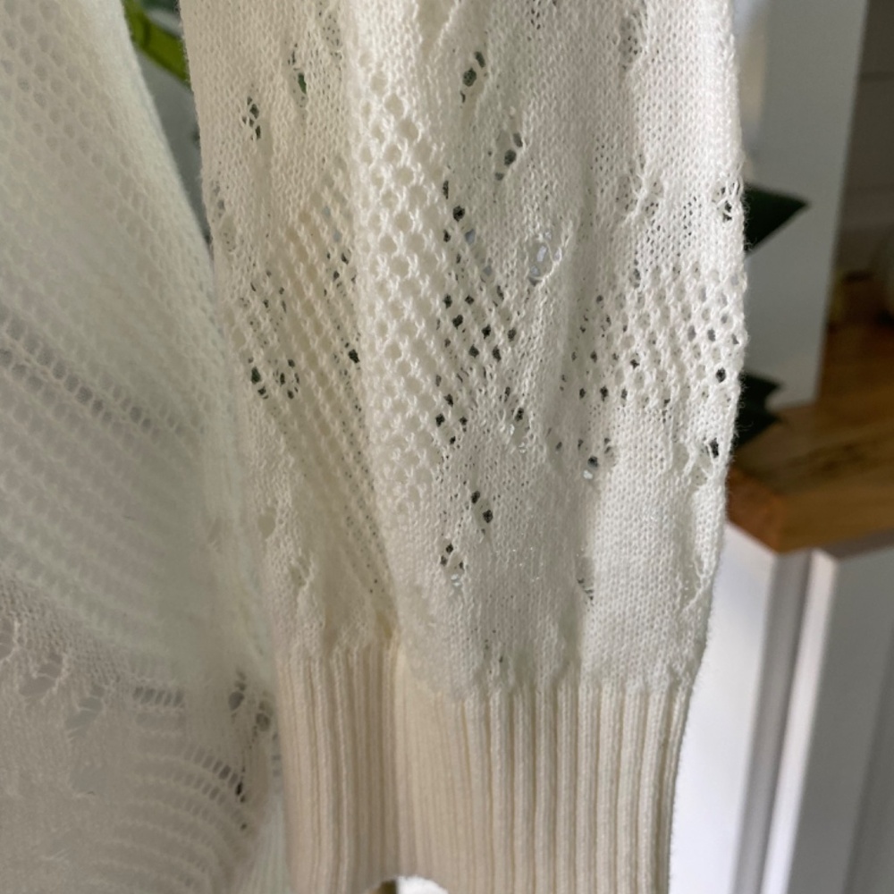 AB Studio White Cardigan Sz M - Picture 4 of 8